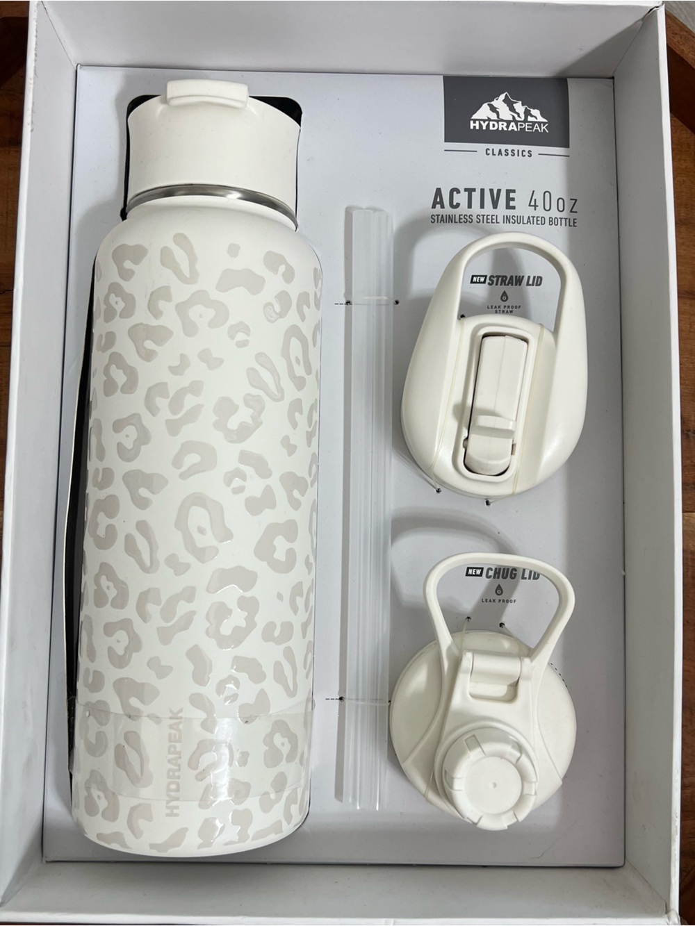HydraPeak Leopard 40oz Insulated Water Bottle with Straw & Chug Lids